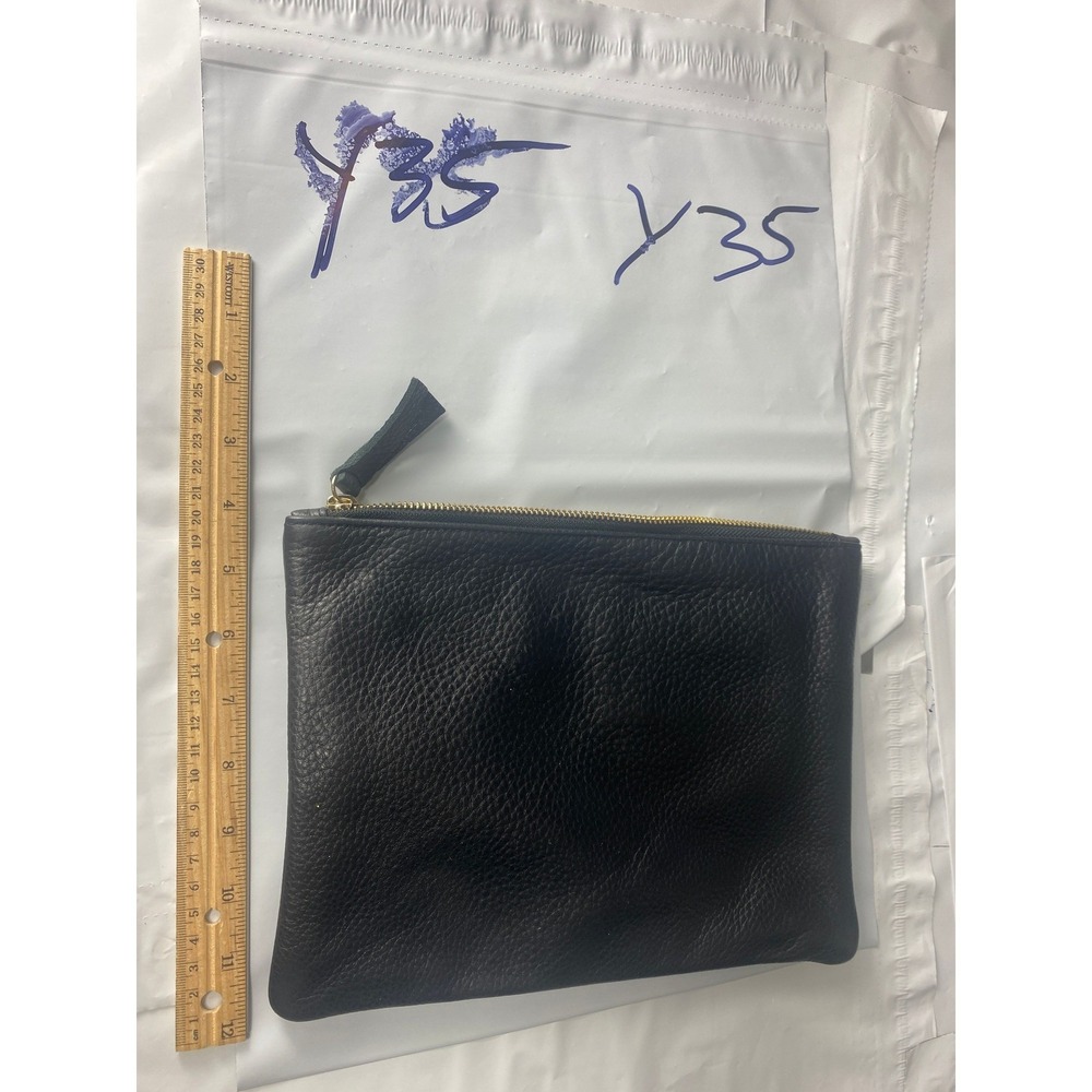 K. Slade Black Pebbled Leather Zipper Pouch Clutch - Picture 5 of 5